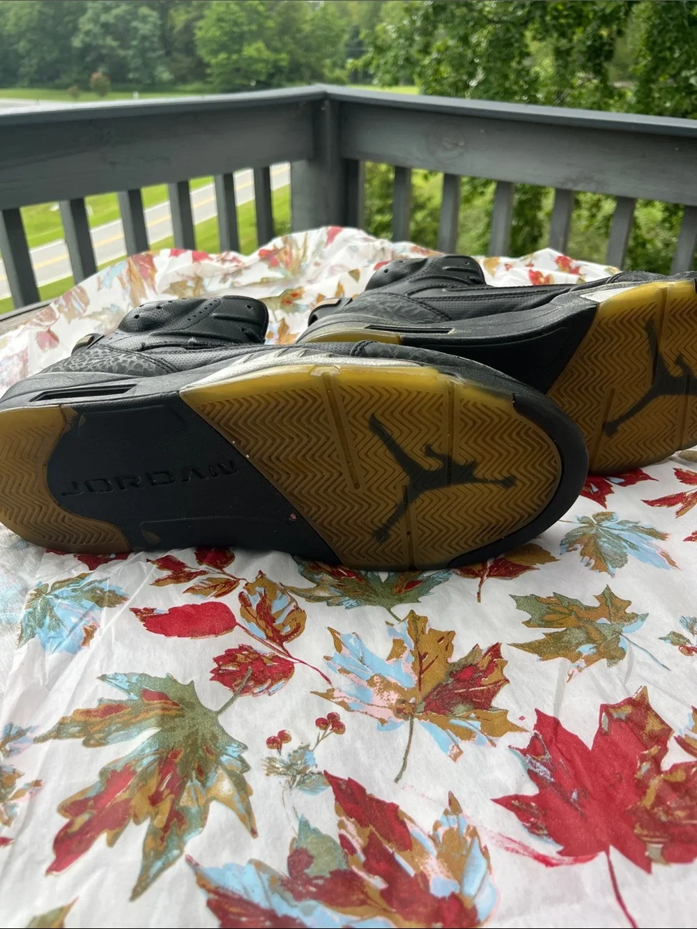 Jordan Black Strap Basketball Sneakers with Elephant Print